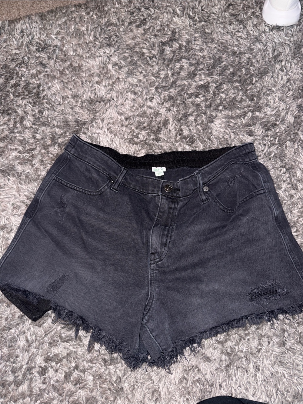 Elastic! Women’s Black Frayed Hem Denim Shorts